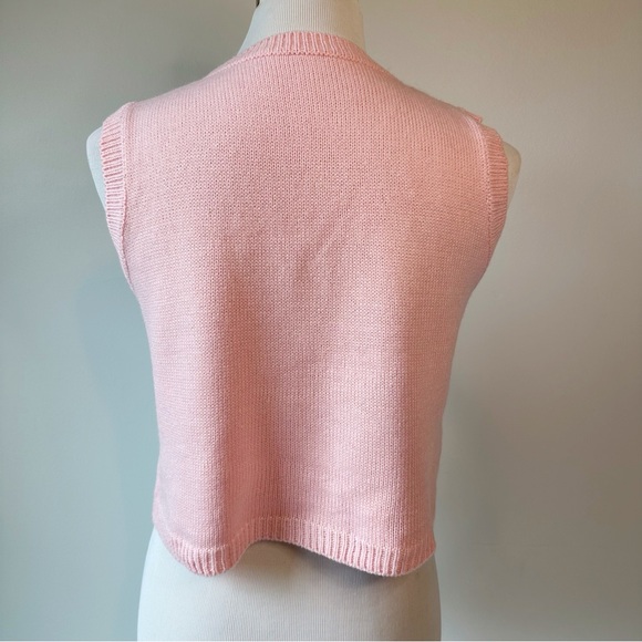 Vintage Pink Strawberry Knit Cropped Sweater Vest, size Small - Picture 8 of 16